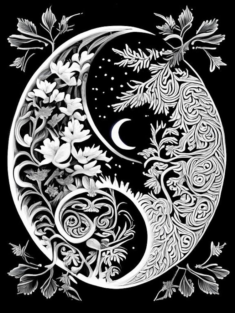 Colour Yin and Yang 4 Linocut