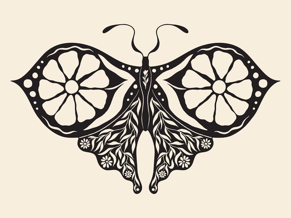 Folk Art Moth 05 - Ink