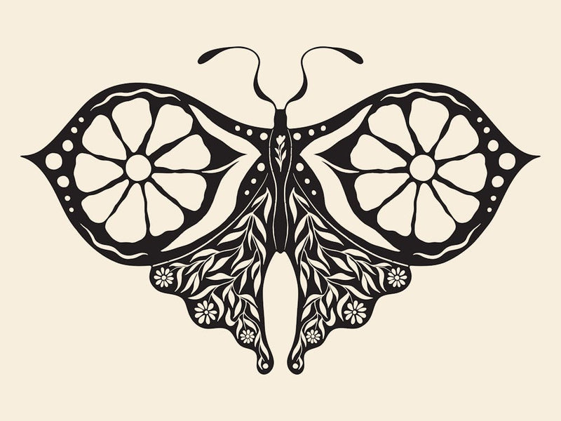 Folk Art Moth 05 - Ink