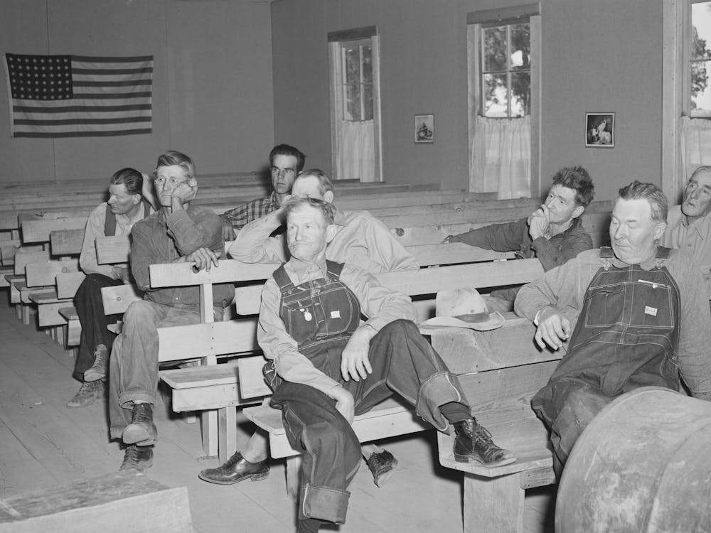 Farm Bureau Meeting, Pie Town, New Mexico, This Is Only Part Of The Gathering By Russell Lee