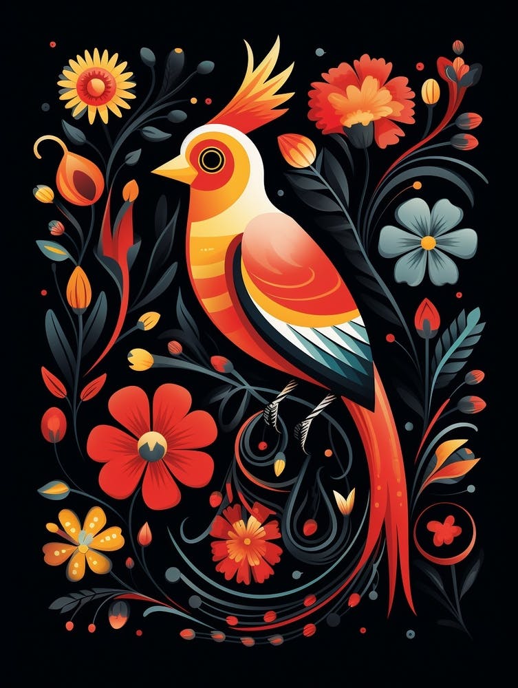Folk Bird Illustration Cardinal 4