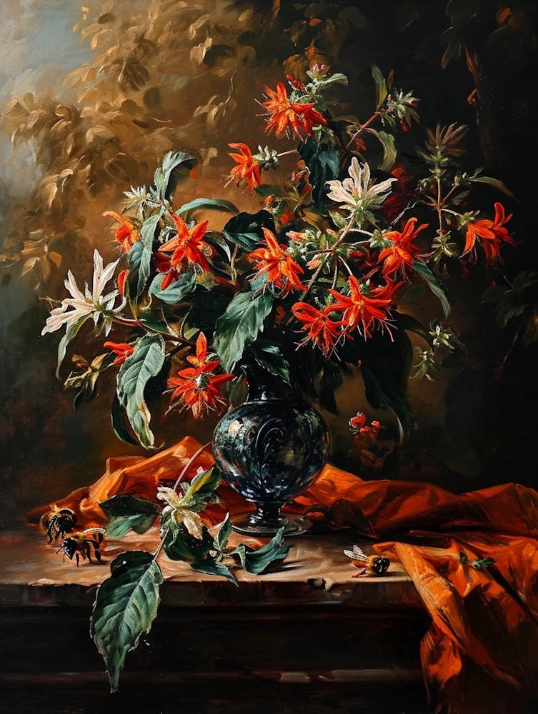 Baroque Floral Still Life Bee Balm 4