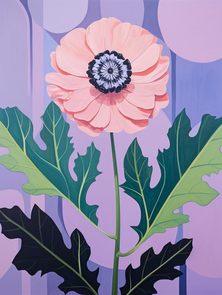 Scabiosa 4 Hilma Af Klint Inspired Pastel Flower Painting