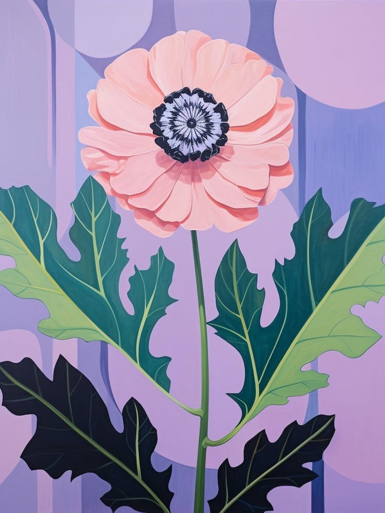 Scabiosa 4 Hilma Af Klint Inspired Pastel Flower Painting