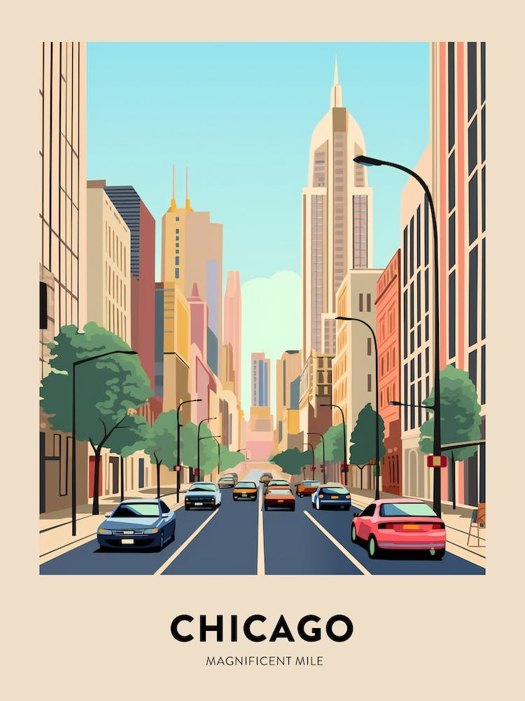 Magnificent Mile 4 Chicago Travel Poster