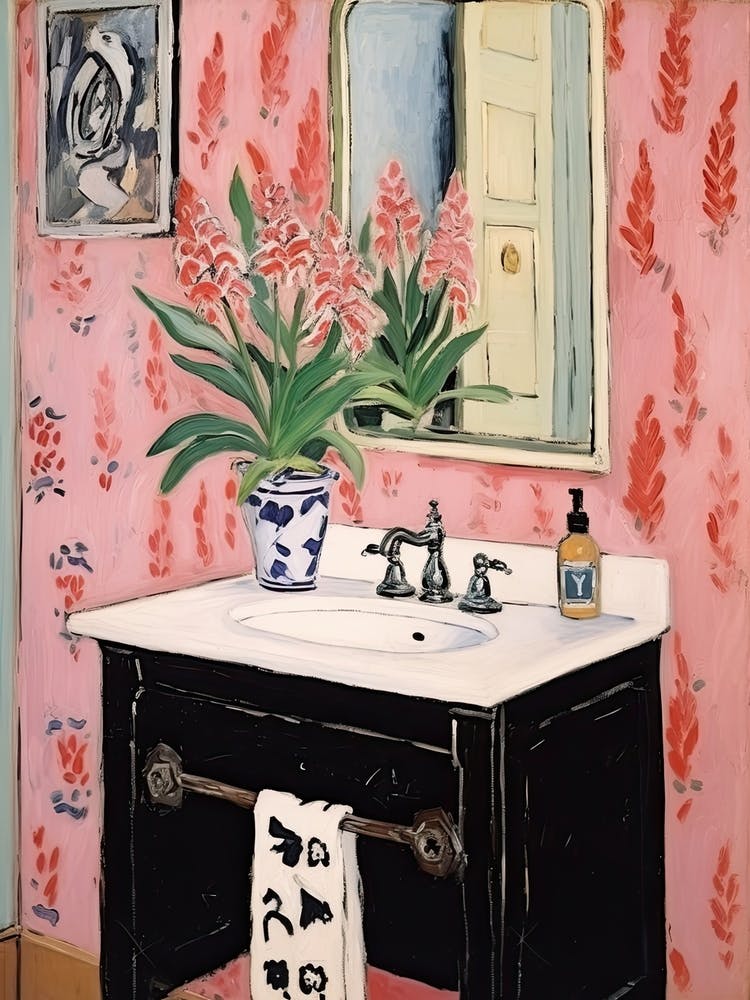 Bathroom Vanity Painting With A Foxglove Bouquet 2