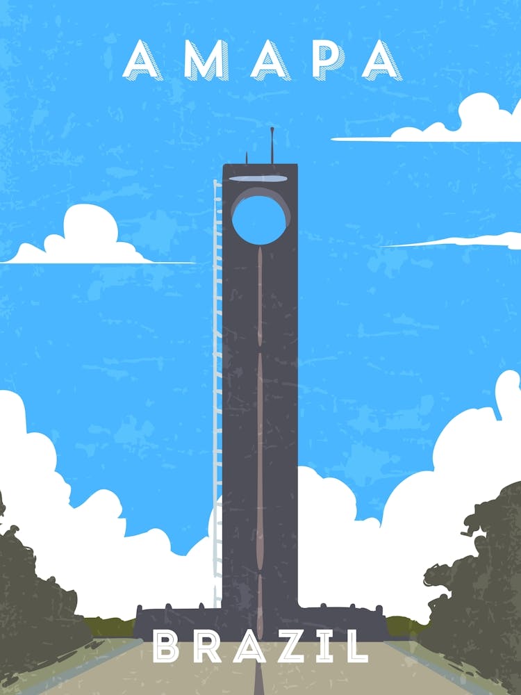 Amapa, Brazil — Minimalistisches Retro-Reiseposter