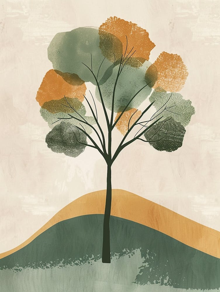 Alder Tree Minimal Japandi Illustration 3