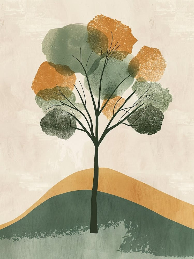 Alder Tree Minimal Japandi Illustration 3