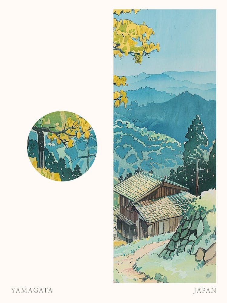Yamagata Japan 3 Cut Out Travel Poster