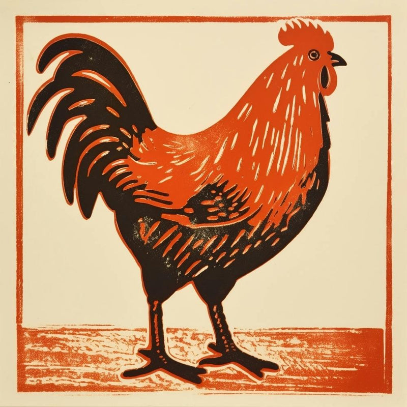 Retro Bird Lithograph Chicken 6