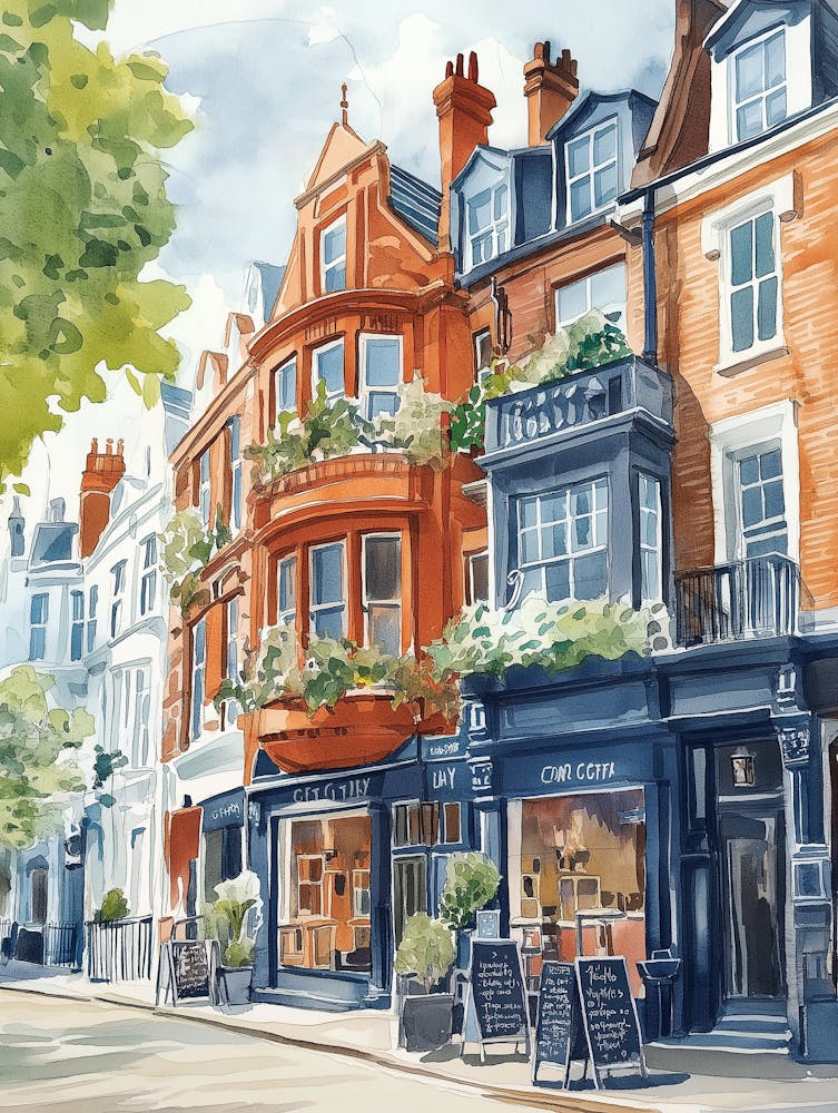 Watercolor London: Victorian Townhouses