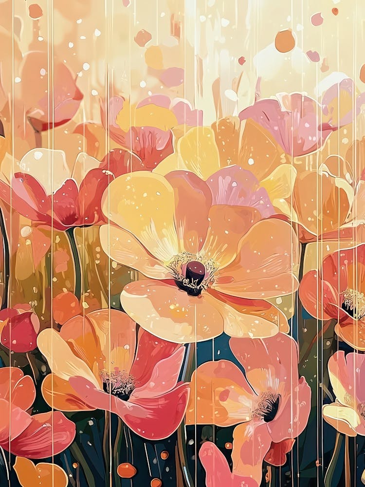 Gustav Klimt Print Klimt Poster Klimt Exhibition Poster Painting Night Poppies Wildflower Garden Pink Full