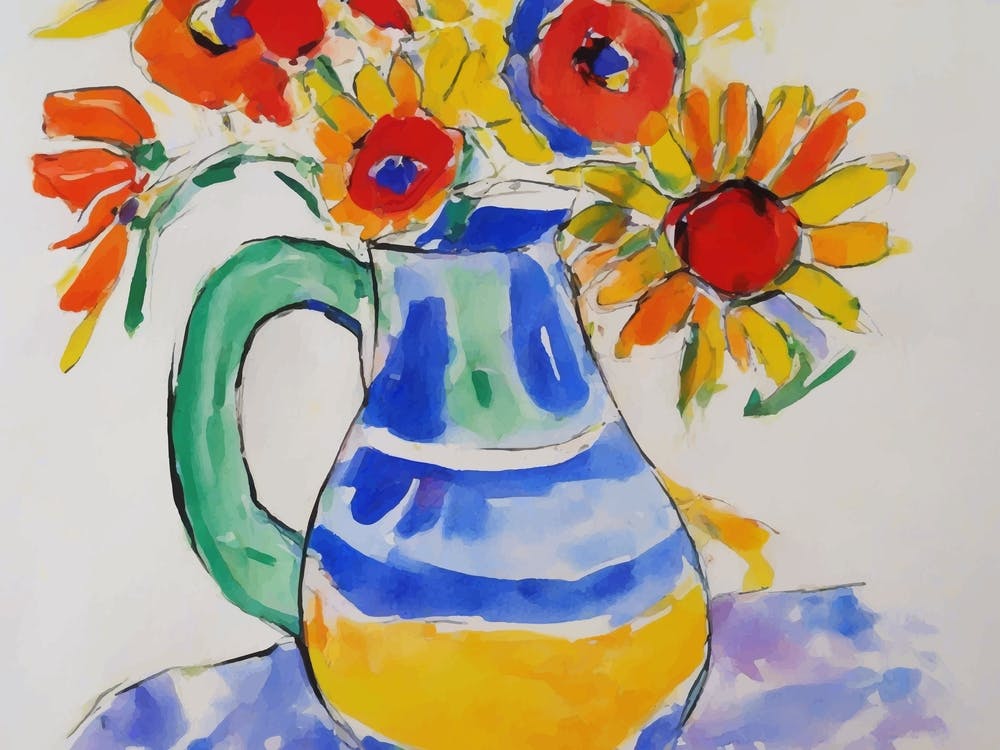 Vintage Sunflowers In A Vase
