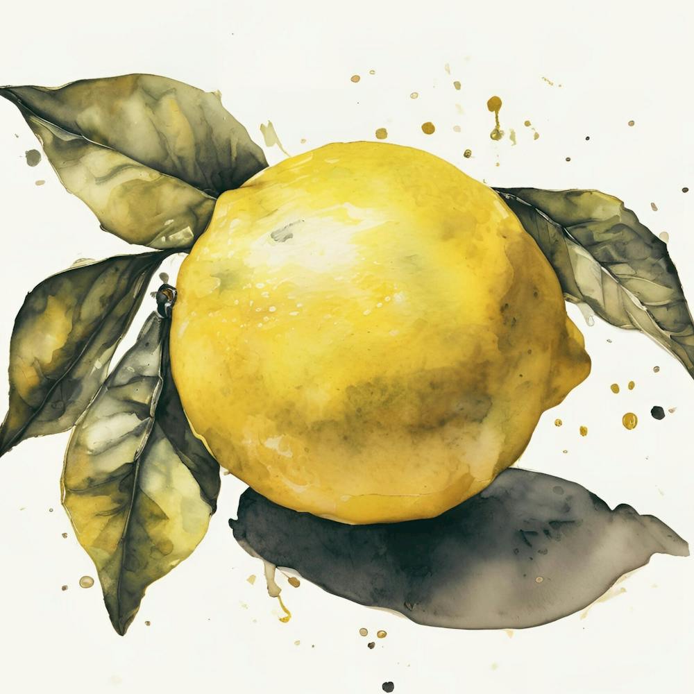 Zitrone, Aquarell, ink