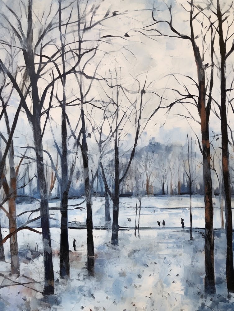 Winter City Park Painting Stanley Park Blackpool United Kingdom 1