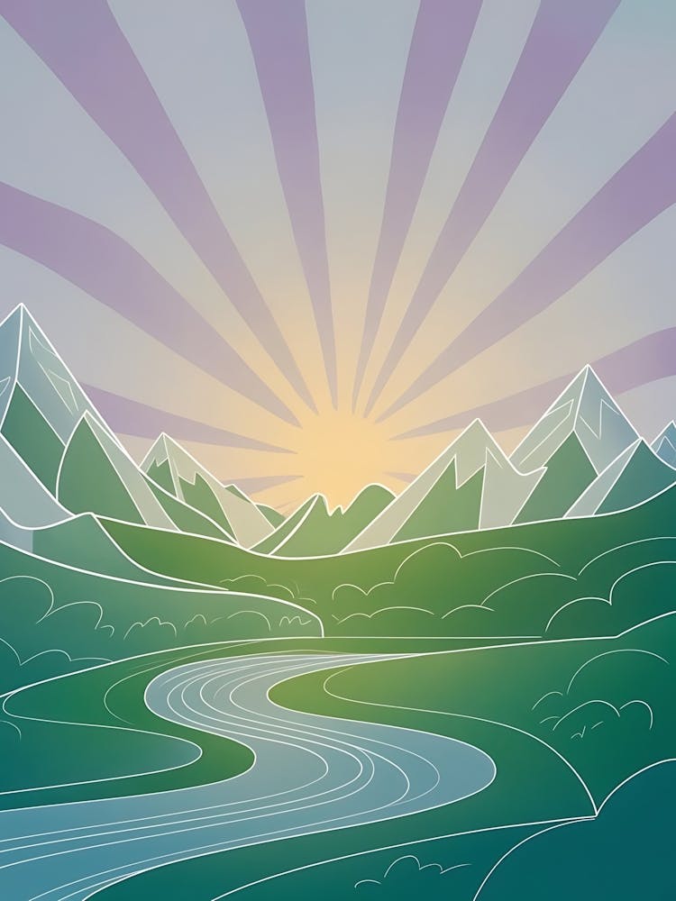 Landscape With Mountains And River