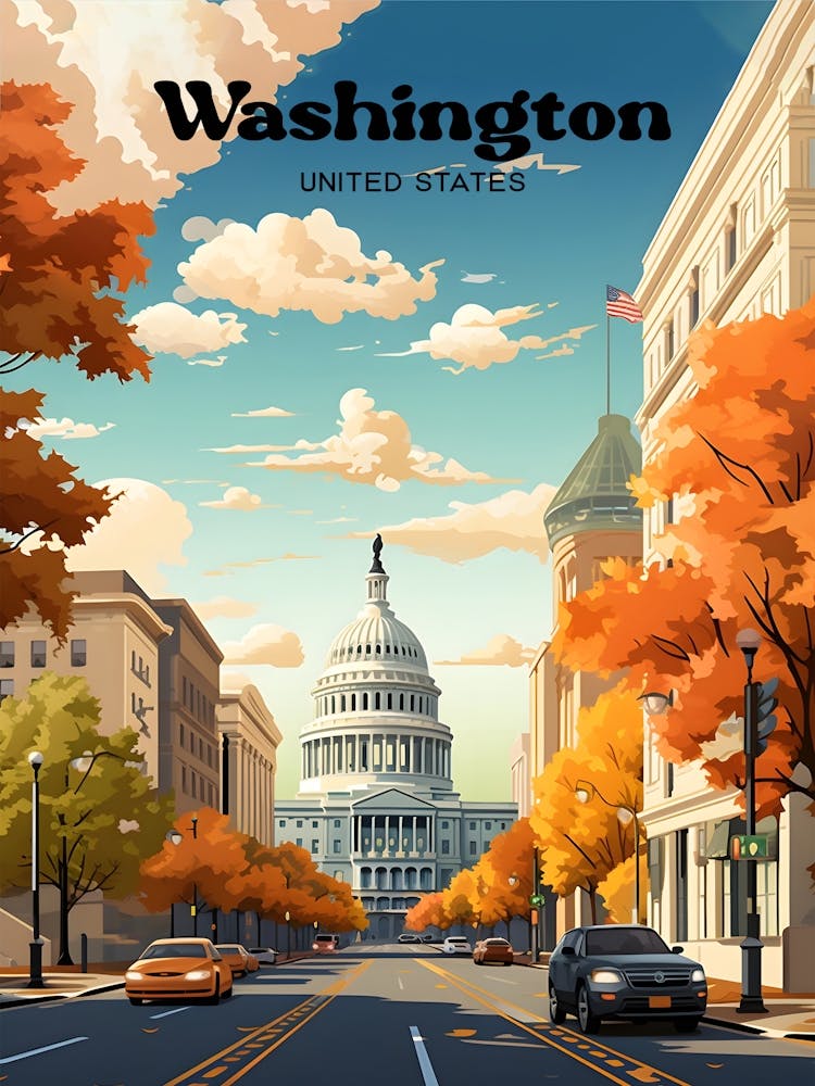 Washington Vereinigte Staaten Politische Reiseillustration
