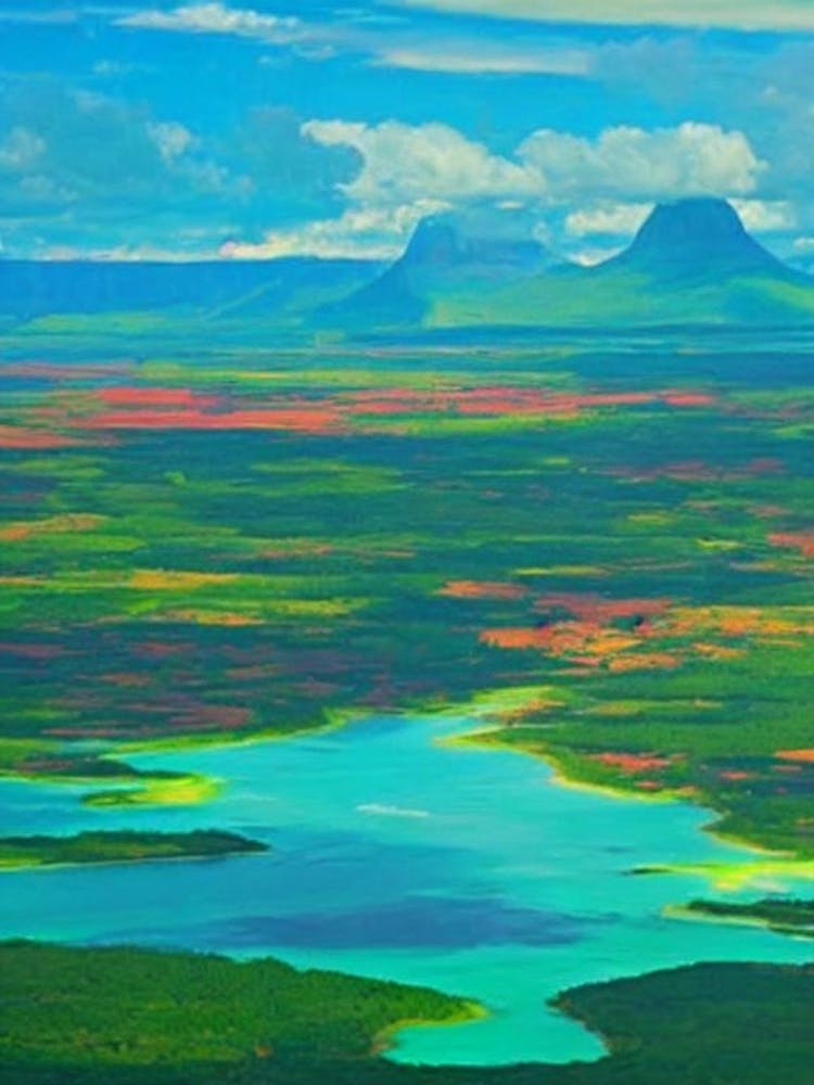 Canaima National Park Venezuela Blue Oil Painting 1 