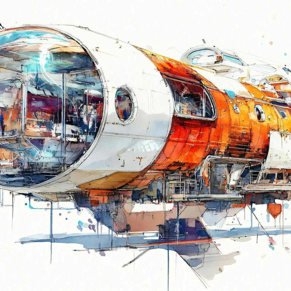Spaceship Watercolor