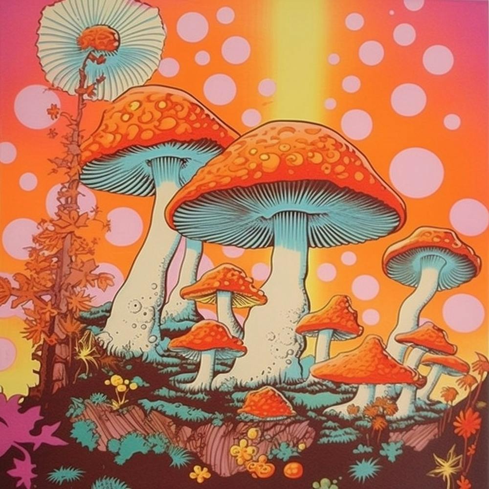 Psychedellic Mushroom Square 1