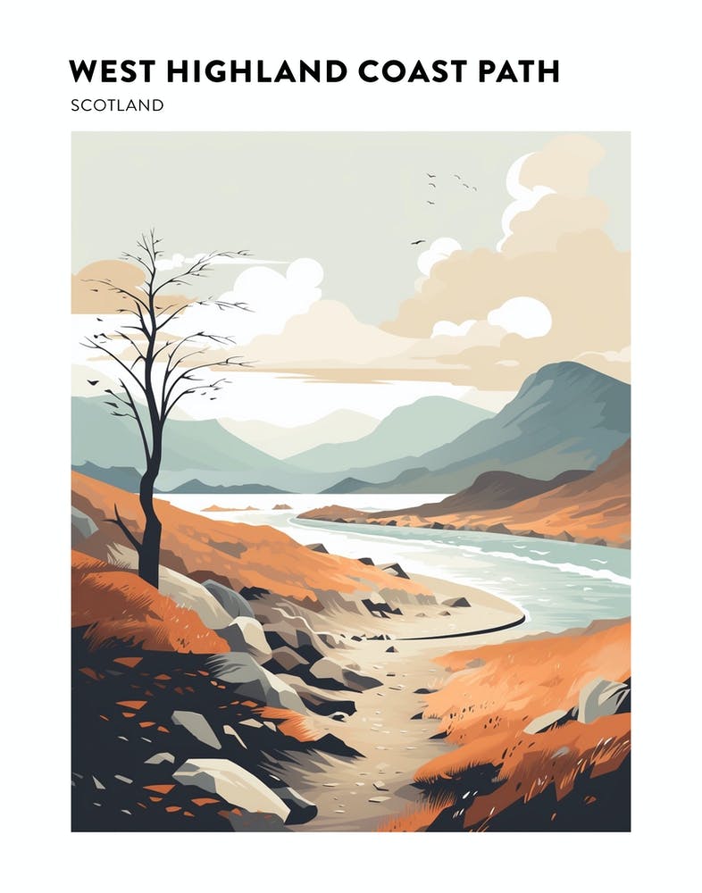 West Highland Coast Path Scotland 1 Hiking Trail Landscape Poster