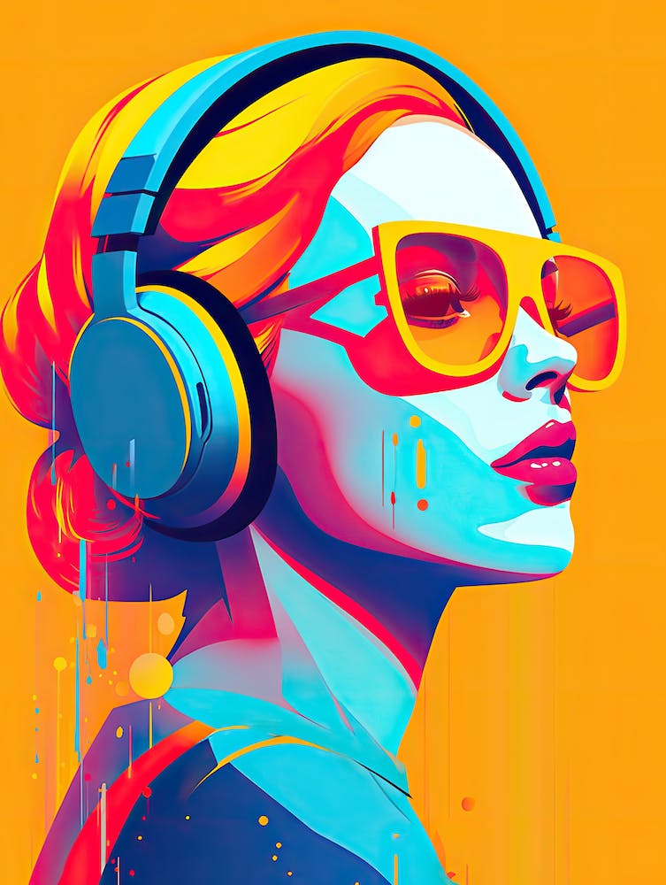 Girl With Headphones Pop Art 1