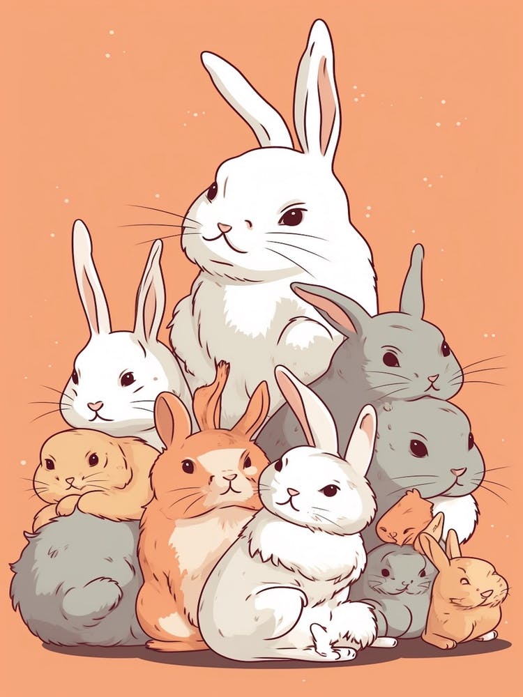 Rabbits Kawaii Illustration1