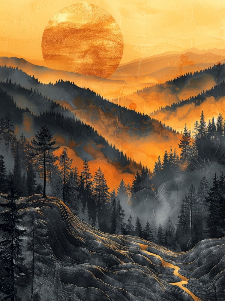 Sunny landscape abstraction painting