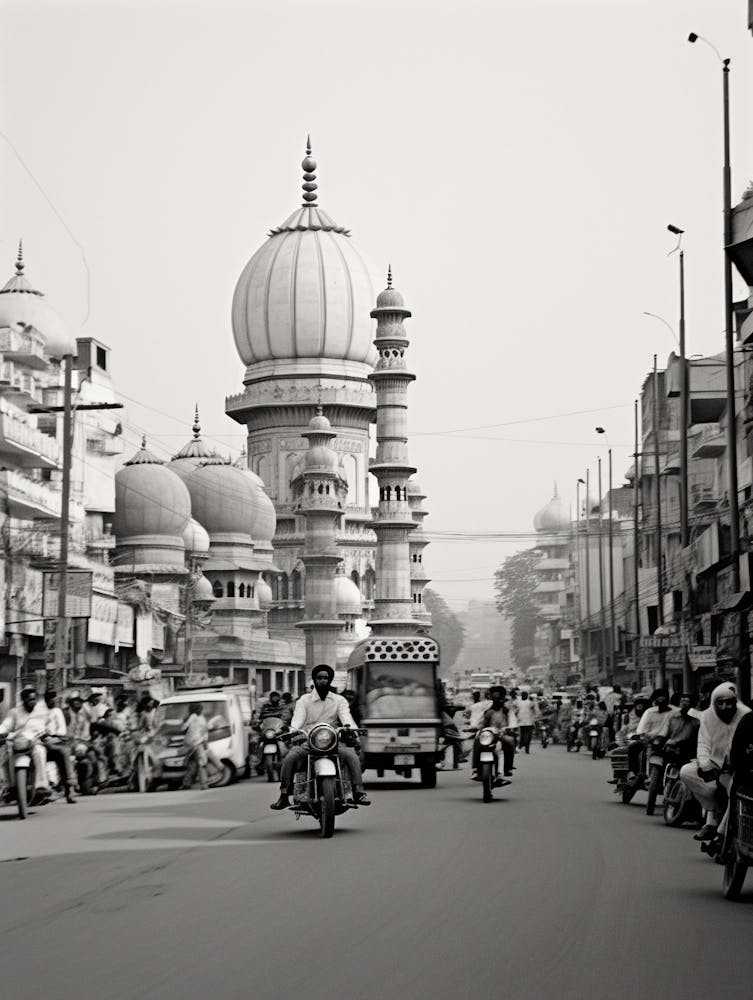 Delhi, India, Black And White Old Photo 3