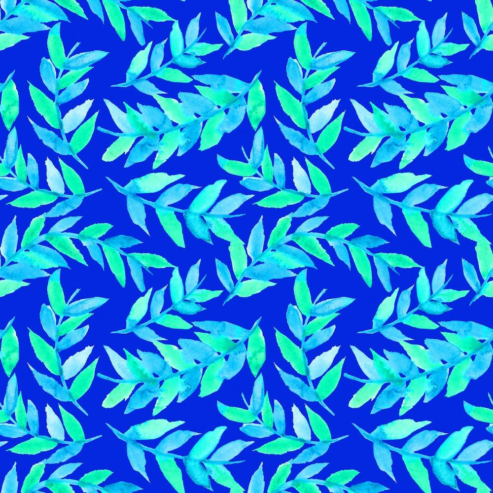 Turquoise On Blue Leaves Curved