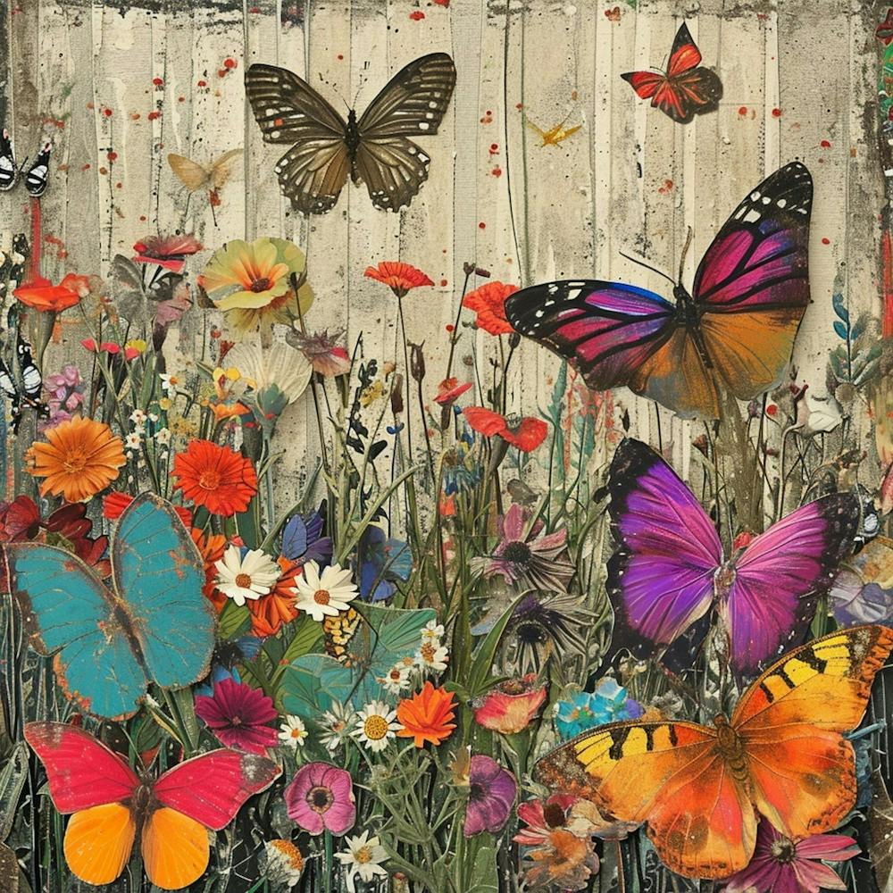 Kitsch Butterflies In The Meadow Collage