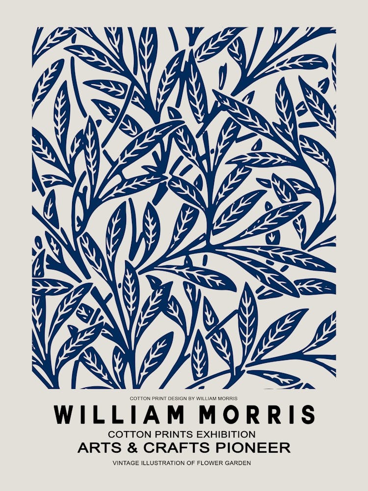 William Morris Blue Botanical Poster 1