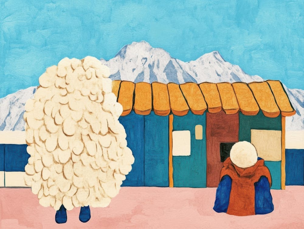 Sheep In Front Of A House