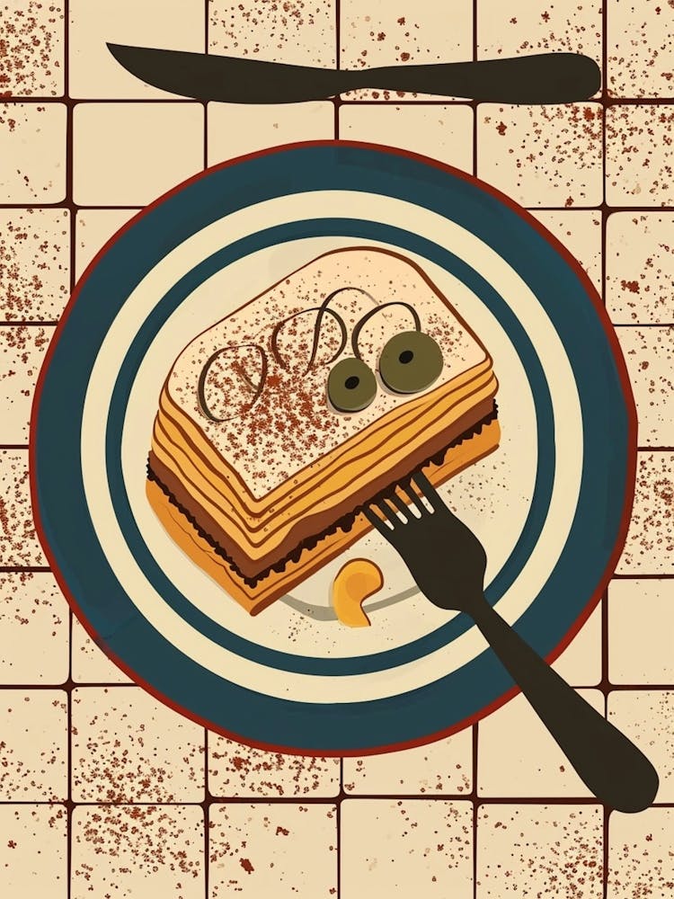 Art Deco Inspired Tiramisu On A Tile Background 2