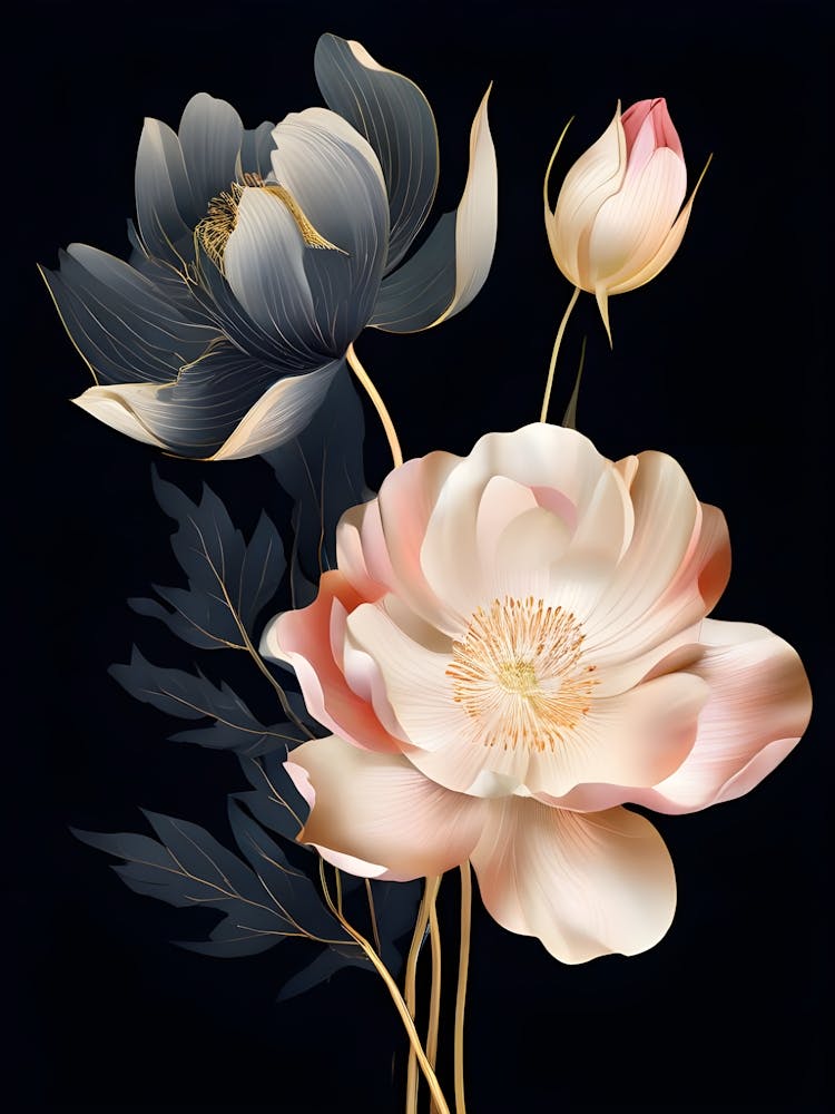 Flowers On A Black Background 20