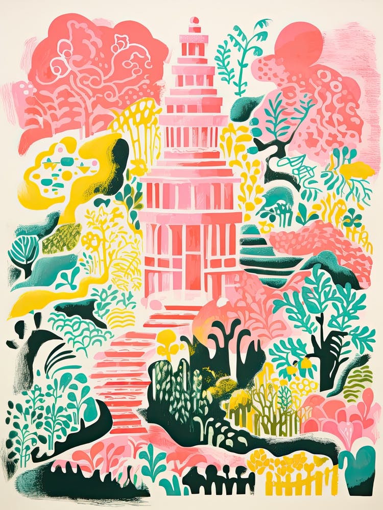 Versailles Gardens Abstract Riso Style 3