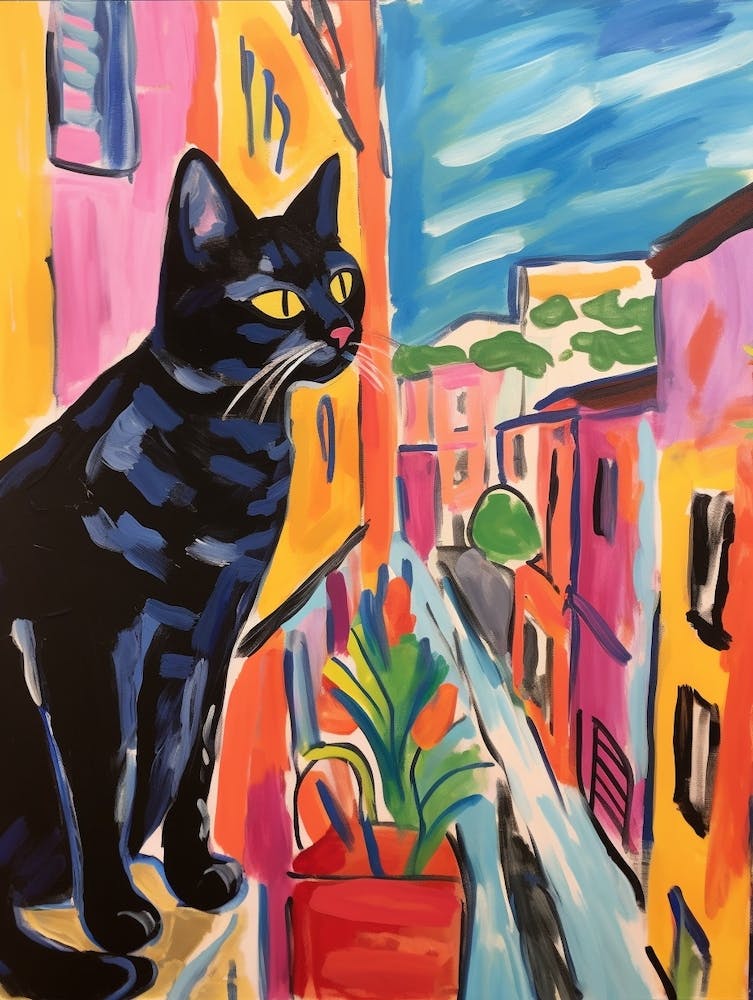 Painting Of A Cat In Genoa Italy