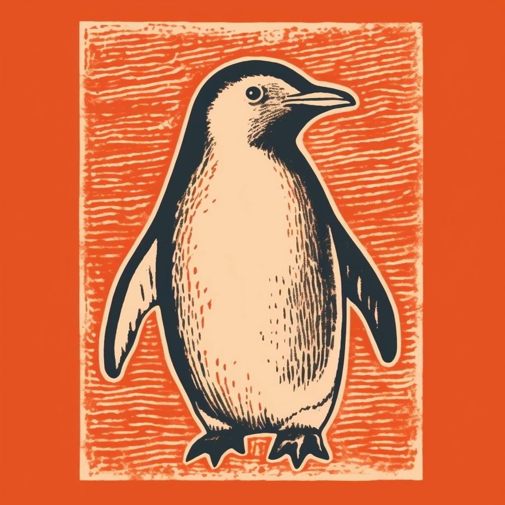 Retro Bird Lithograph Penguin 3