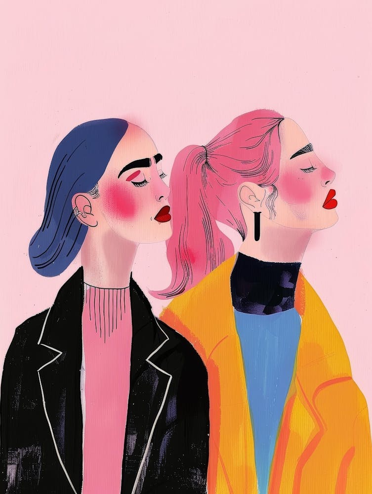 Two Women With Colorful Hair