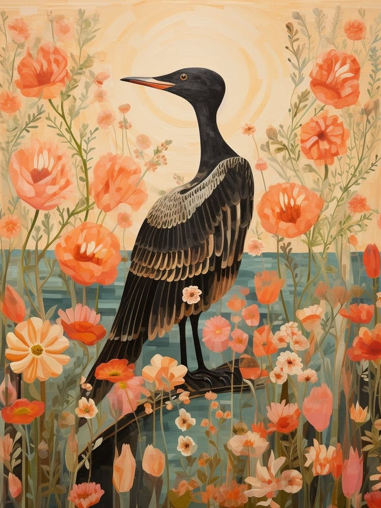 Cormorant 2 Detailed Bird Painting