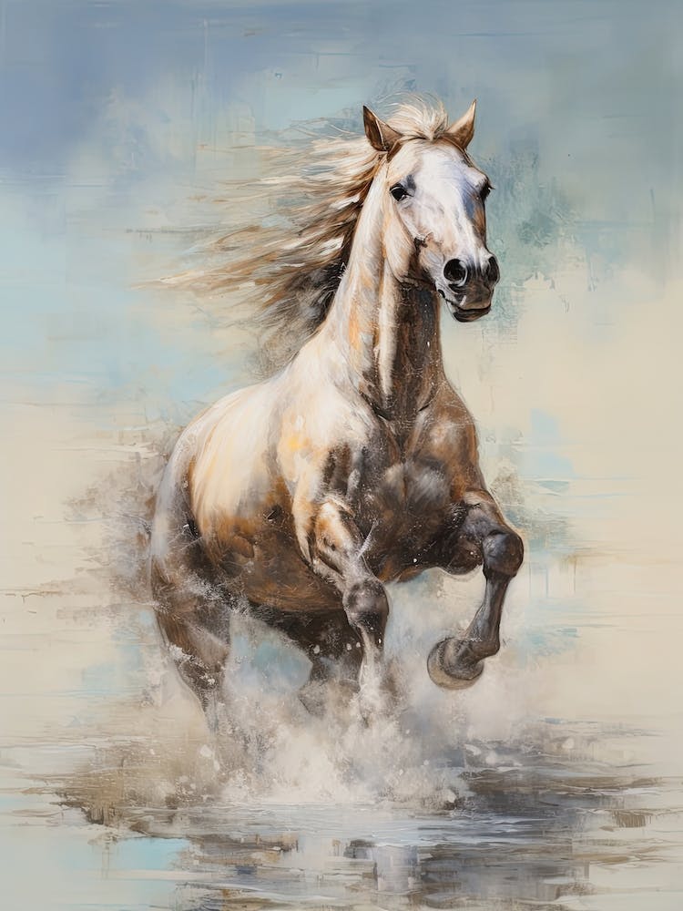 A Horse Painting In The Style Of Impressionistic Brushwork 4
