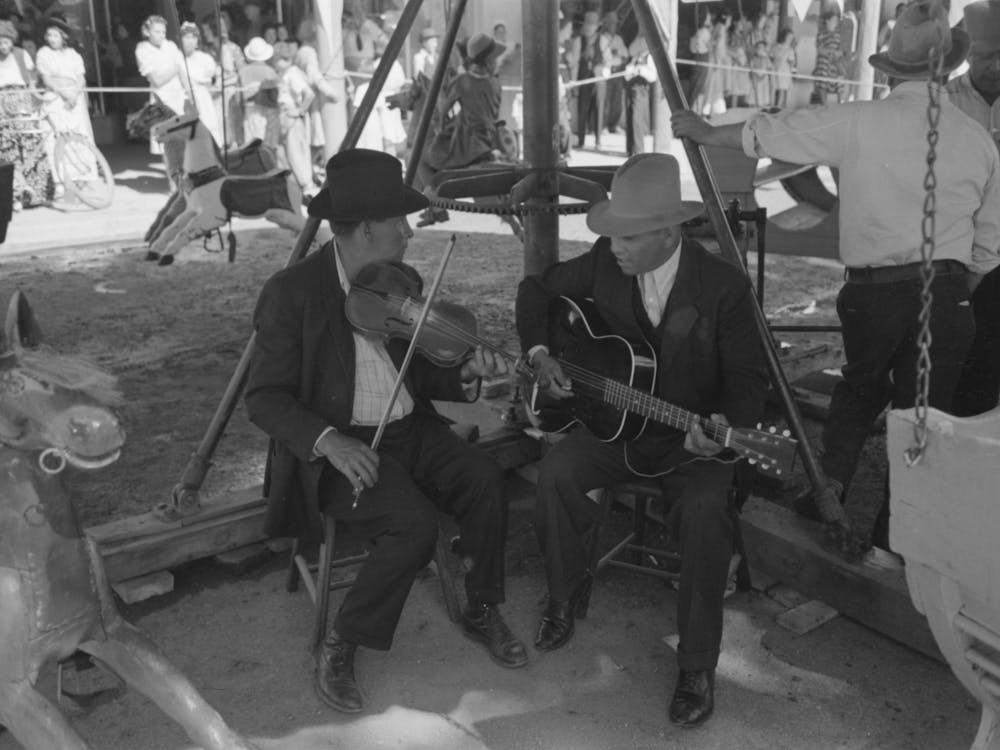 Untitled Photo, Possibly Related To The Music For The Merry Go Round,Fiesta, Taos, New Mexico By Russell Lee