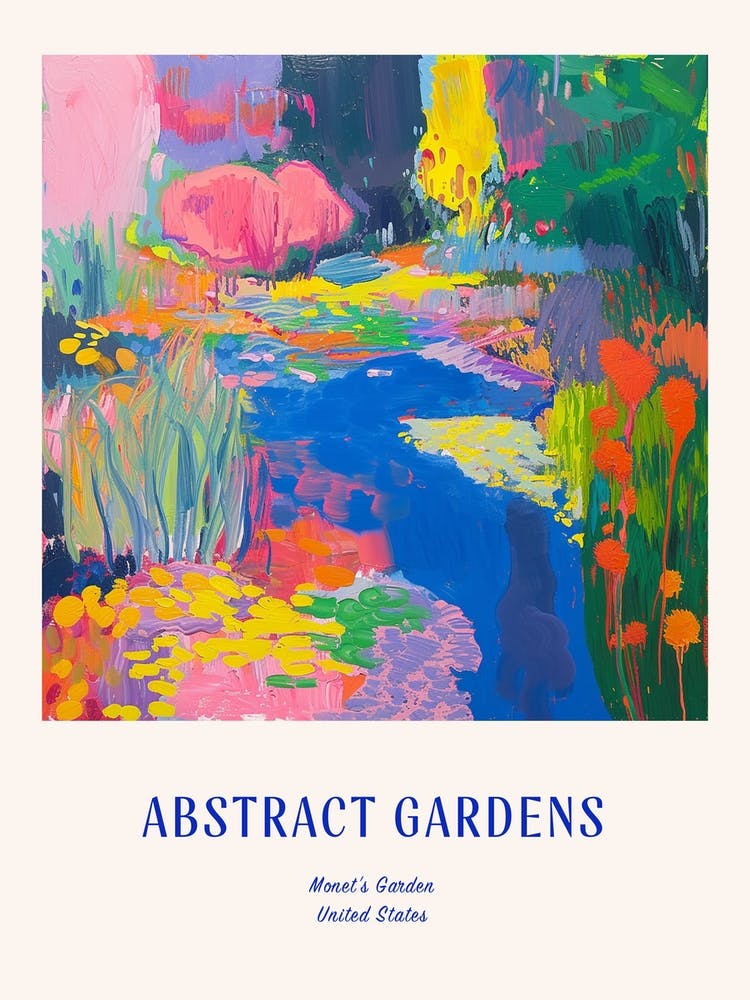 Colourful Gardens Monets Garden Usa 1 Blue Poster