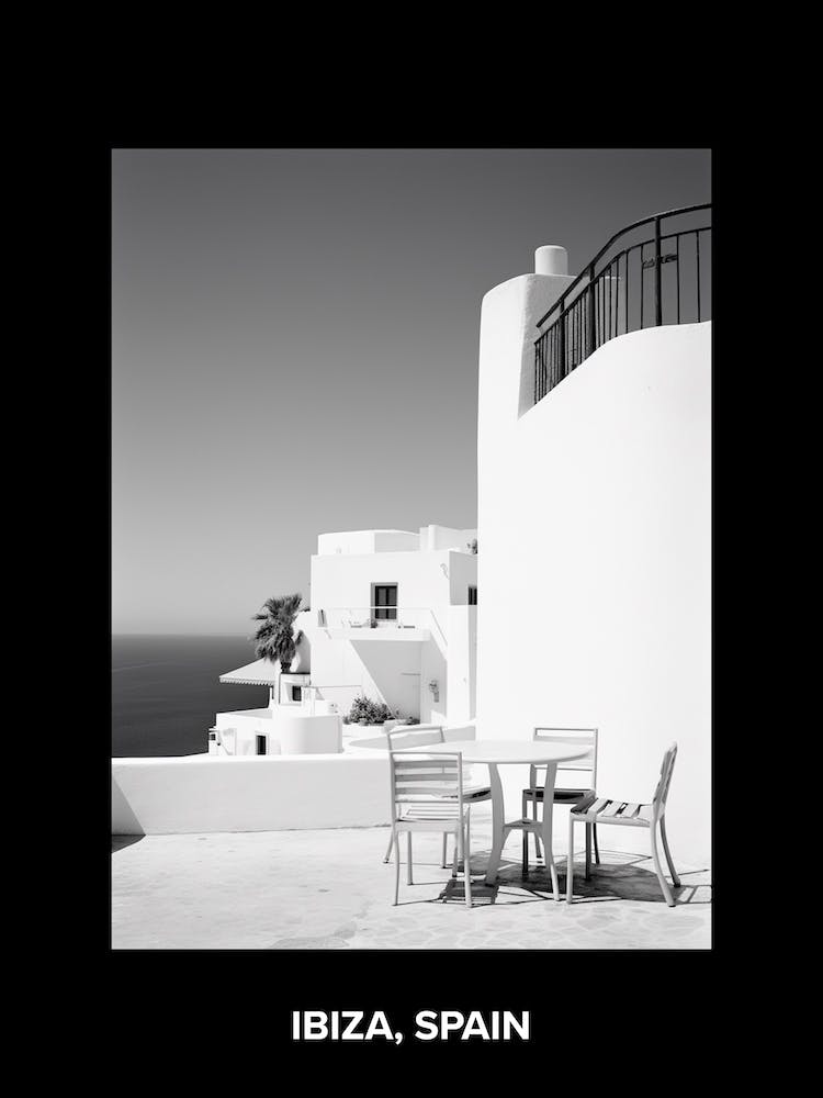 Poster Of Ibiza, Spain, Mediterranean Black And White Photography Analogue 1