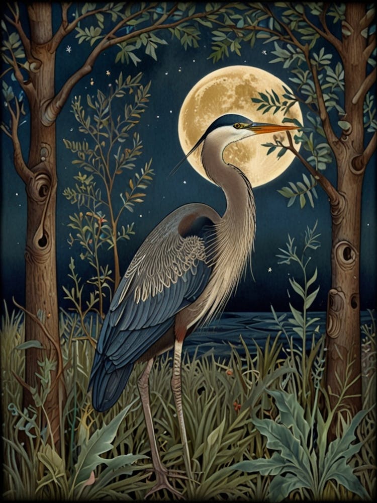 William Morris Héron Bleu la Nuit 2