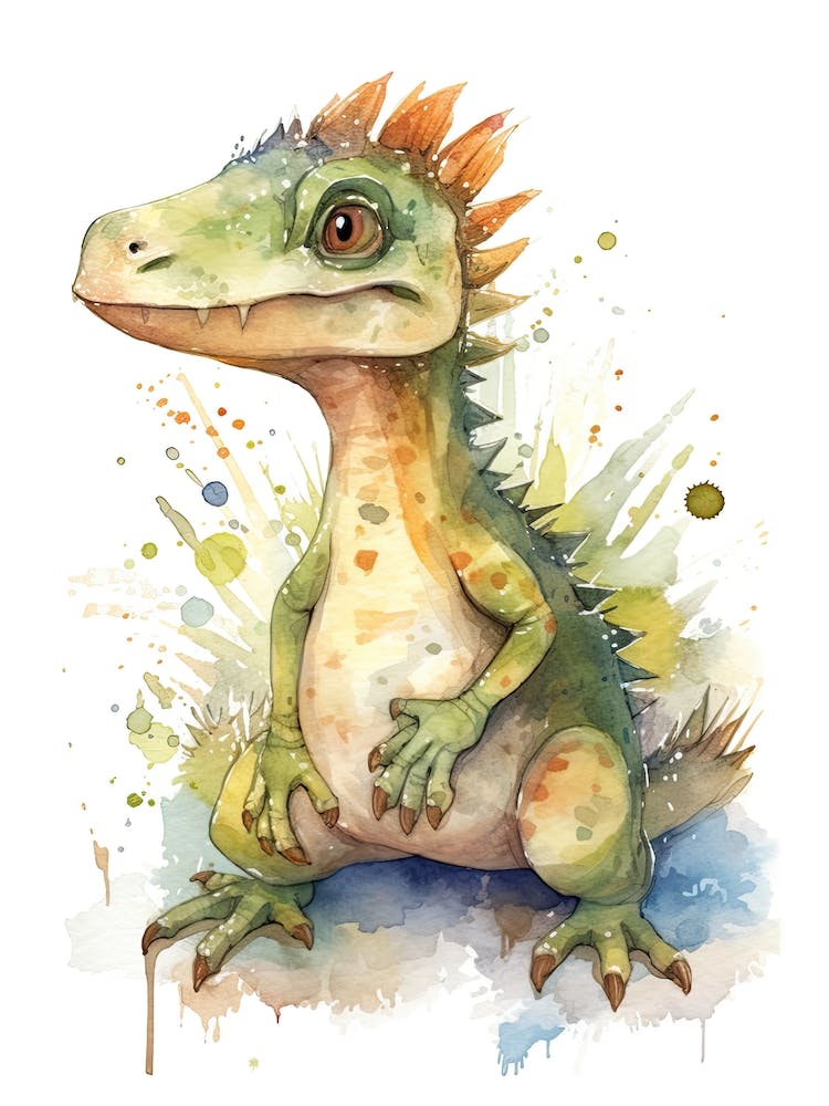 Suchomimus Süßer Dinosaurier Aquarell 1