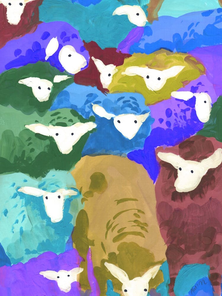 Colorful Sheep Cocktail In Blue