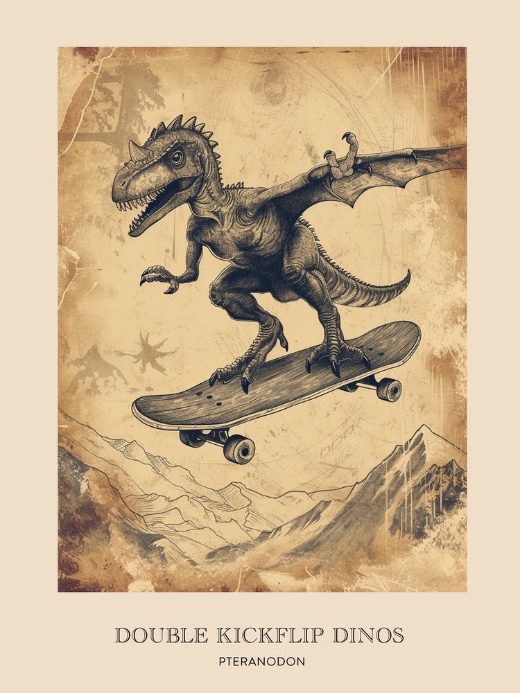 Pteranodon Vintage Dinosaur Poster 1