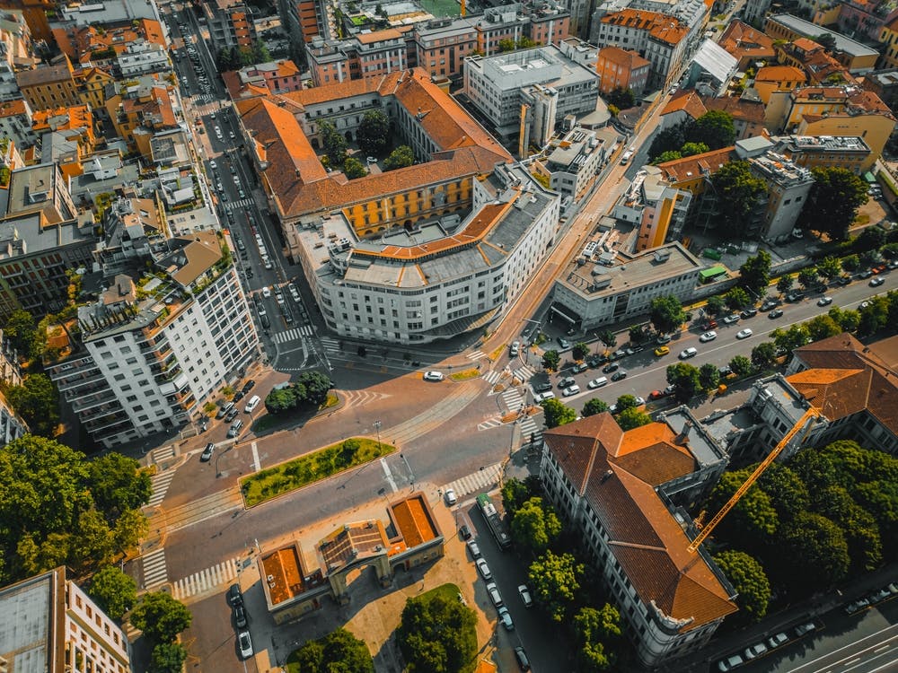 Above the Rooftops: Drone View of Milan Wall Art